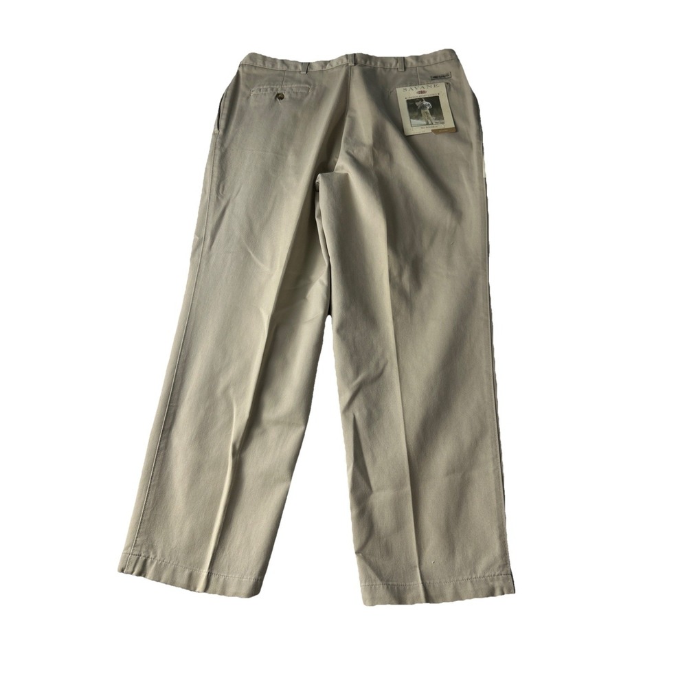 savane mens pants 37x30 Beige Pleated Khaki Classic Fit No Wrinkles